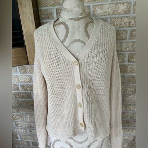 Lauren Conrad cream chenille  scalloped cardigan sweater size S